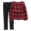 Little Girls Cotton Plaid Flannel Shirt & Leggings Set