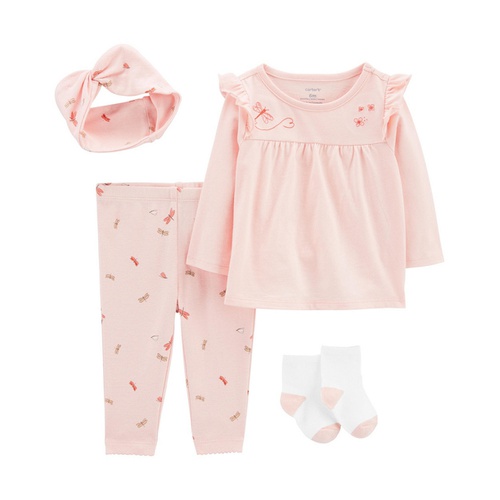 카터스 Baby Girls Top Leggings Socks and Headband 4 Piece Set