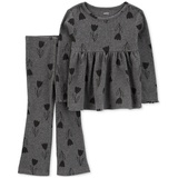 Baby Girls Floral Thermal Top & Flare Pants 2 Piece Set