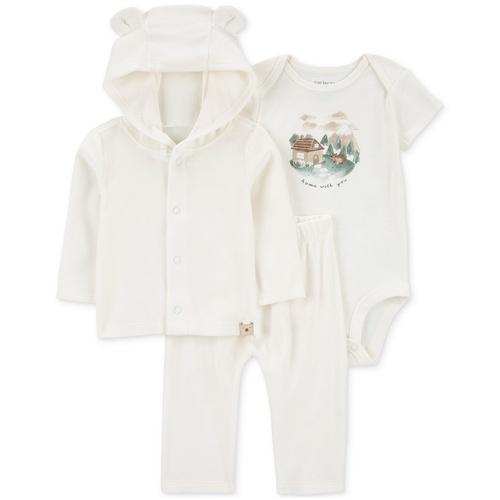 카터스 Baby Fuzzy Little Cardigan Bodysuit & Pants 3 Piece Set