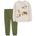 Baby Boys Construction Graphic Pullover Sweatshirt & Jogger Pants 2 Piece Set