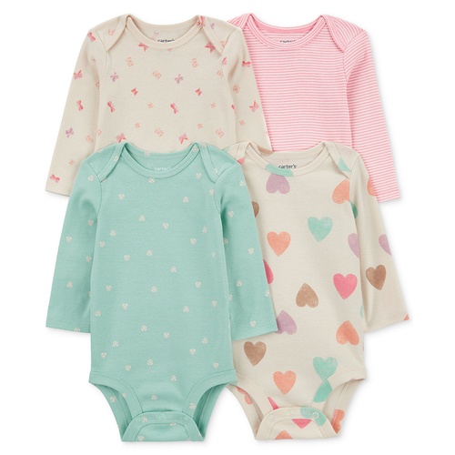 카터스 Baby Girls Long Sleeve Cotton Bodysuits Pack of 4