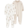 Baby Cotton 2 Way Zip Footed Sleep and Play Coveralls Pack of 2