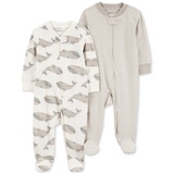 Baby Cotton 2 Way Zip Footed Sleep and Play Coveralls Pack of 2