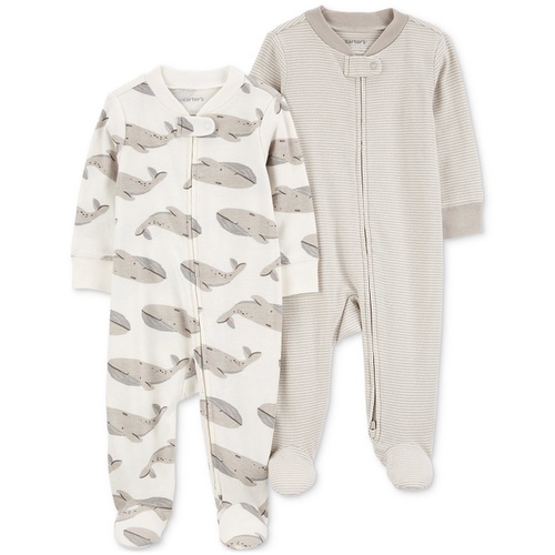 카터스 Baby Cotton 2 Way Zip Footed Sleep and Play Coveralls Pack of 2