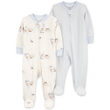 Baby Cotton 2 Way Zip Footed Sleep and Play Coveralls Pack of 2