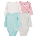 Baby Girls 4 Pk. Long Sleeve Cotton Bodysuits