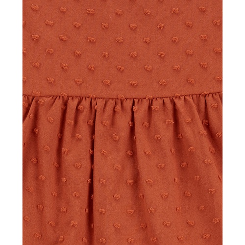 카터스 Baby Girls Textured Cotton Flutter Shoulder Dress