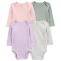 Baby Girls Long Sleeve Pointelle Bodysuits Pack of 4