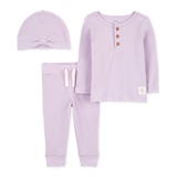 Baby Girls Drop Needle Hat T Shirt & Pants 3 Piece Set