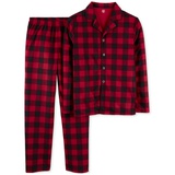 Adult Buffalo Check Fleece Coat Style Pajamas 2 Piece Set