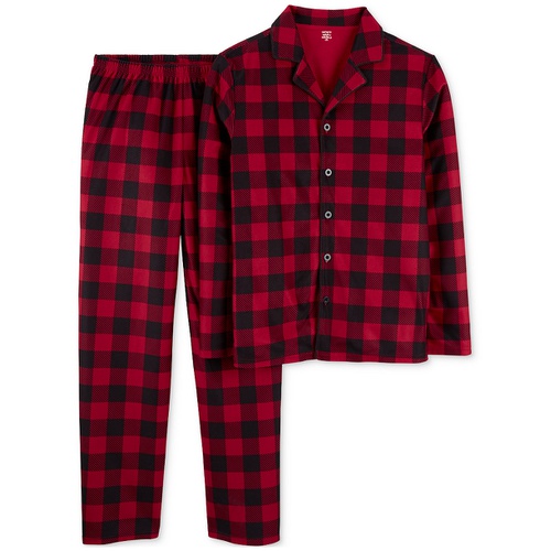 카터스 Adult Buffalo Check Fleece Coat Style Pajamas 2 Piece Set