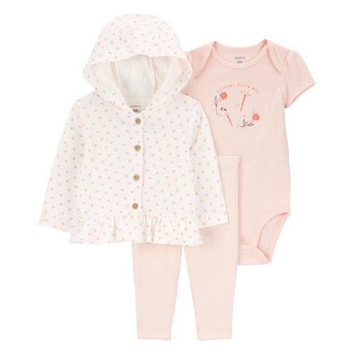 카터스 Baby Girls Little Cardigan Bodysuit and Pants 3 Piece Set