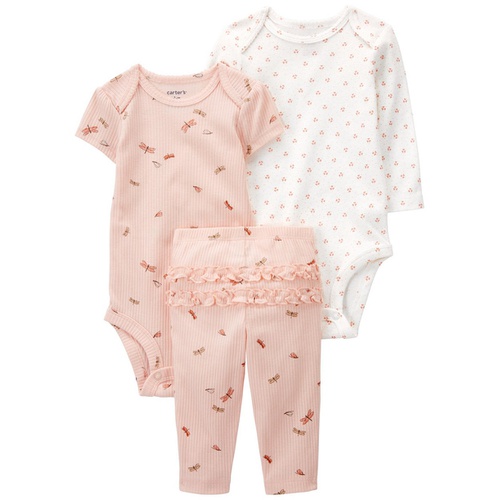 카터스 Baby Girls Butterfly Little Character Bodysuit and Pants 3 Piece Set