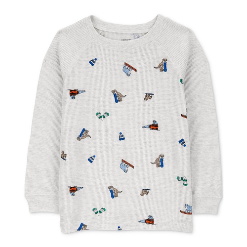 카터스 Toddler Boys Winter Animal Print Thermal Long Sleeve T Shirt