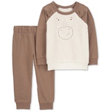 Toddler Boys Fuzzy Moose Pullover & Fleece Pants 2 Piece Set