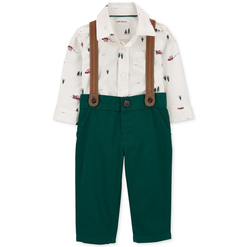 카터스 Baby Boys Christmas Tree Bodysuit Suspenders & Pants Set