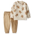 Baby Holiday Fleece Gingerbread Cookies Top & Pants 2 Piece Set