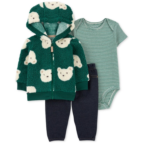 카터스 Baby Boys Faux Sherpa Bear Jacket Bodysuit & Pants 3 Piece Set