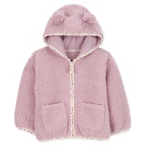 Toddler Girls Zip Up Faux Sherpa Hooded Jacket