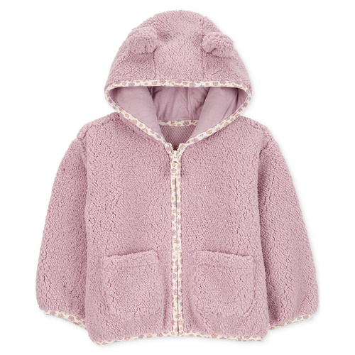 카터스 Toddler Girls Zip Up Faux Sherpa Hooded Jacket