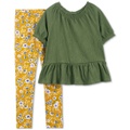 Little & Big Girls Peplum Top & Floral Leggings Set