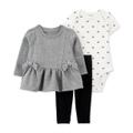 Baby Girls Little Cardigan Pullover Top Bodysuit & Leggings 3 Piece Set