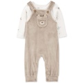 Baby Long Sleeve T Shirt & Bear Overalls 2 Piece Set