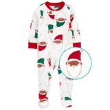 Baby 1 Piece Santa Fleece Footed Pajamas