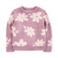 Toddler Girls Floral Faux Mohair Sweatshirt