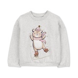 Toddler Girls Ice Skating Bear Graphic Fleece Sweatshirt