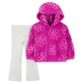 Toddler Girls Floral Faux Sherpa Hoodie & Flare Leggings 2 Piece Set