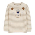 Toddler Boys Striped Bear Graphic Long Sleeve T Shirt