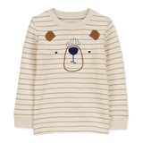 Toddler Boys Striped Bear Graphic Long Sleeve T Shirt