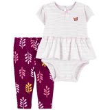 Carters 2-Piece Peplum Hem Bodysuit Pant Set