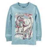 Carters Toddler Slub Jersey Vintage Dino Graphic Long Sleeve Tee