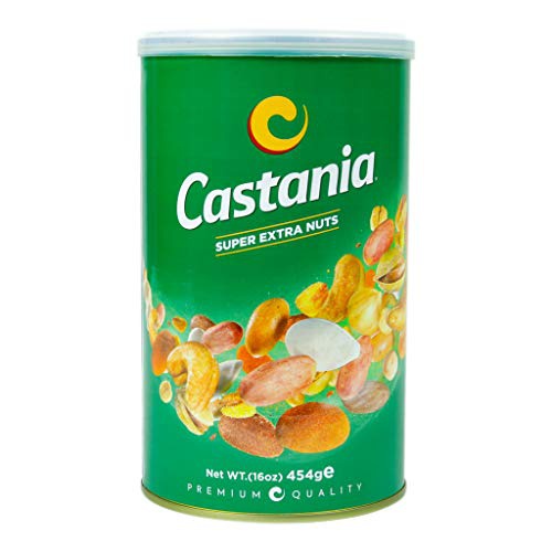  Castania BBQ Lebanese Nuts, Extra nuts Snack Mix, Pistachios, Almonds, Cashews, Hazelnuts, Peanuts, Pumpkin Seeds, Corn, and Chickpeas 16oz