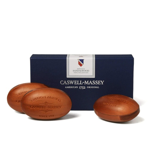  Caswell-Massey Triple Milled Luxury Bath Soap Woodgrain Boxed Set, Sandalwood Fragrance, 3 Count per box of 5.8 Ounce each