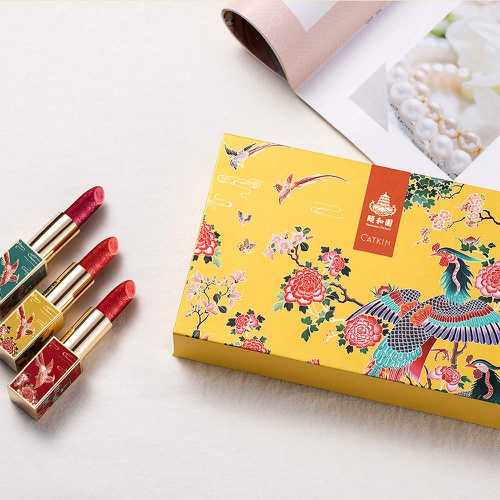  CATKIN X SUMMER PALACE Lipstick Set, Rouge Red Long Lasting Moisturizing Lip Stick Makeup Xmas Gift Box