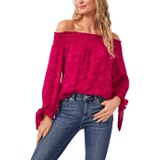 CeCe Off-the-Shoulder Floral Jacquard Blouse