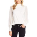 CeCe Long Sleeve Mock Neck Clip Sleeve Sweater