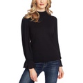 CeCe Pleated Sleeve Mock Neck Sweater