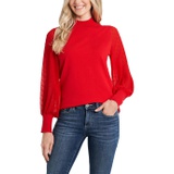 CeCe Long Sleeve Mock Neck Clip Sleeve Sweater