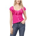 CeCe Sleeveless Ruffled Blouse with Button Detail