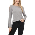 CeCe Long Sleeve Crew Neck Sweater wu002F Peral Trim