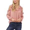 CeCe Long Sleeve V-Neck Ruffled Cold-Shoulder Blouse