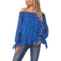 CeCe Off-the-Shoulder Flora Whispers Blouse wu002F Ties