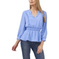 CeCe Long Sleeve Split-Neck Chiffon Blouse wu002F Ruffles