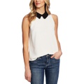 CeCe Sleeveless Collared Blouse wu002F Dot Trim