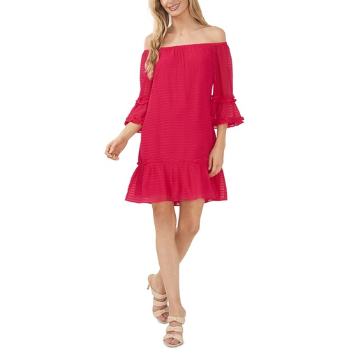  CeCe Over-the-Shoulder Flounce Dress